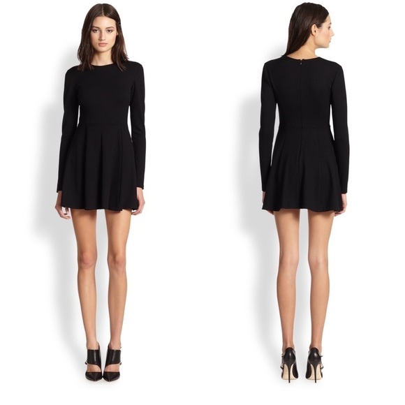 Theory Women's Black Tillora Long Sleeve Fit Flare Dress Viscose Blend - Picture 1 of 10
